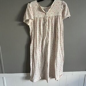 Go Soft Sleepwear Nightgown Dress Medium Green Romantic Lace Trim Cottagecore